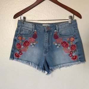 Forever 21 Floral Denim Shorts